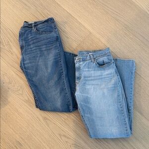 George Men's Bootcut Jeans - Dark Blue and Light Blue